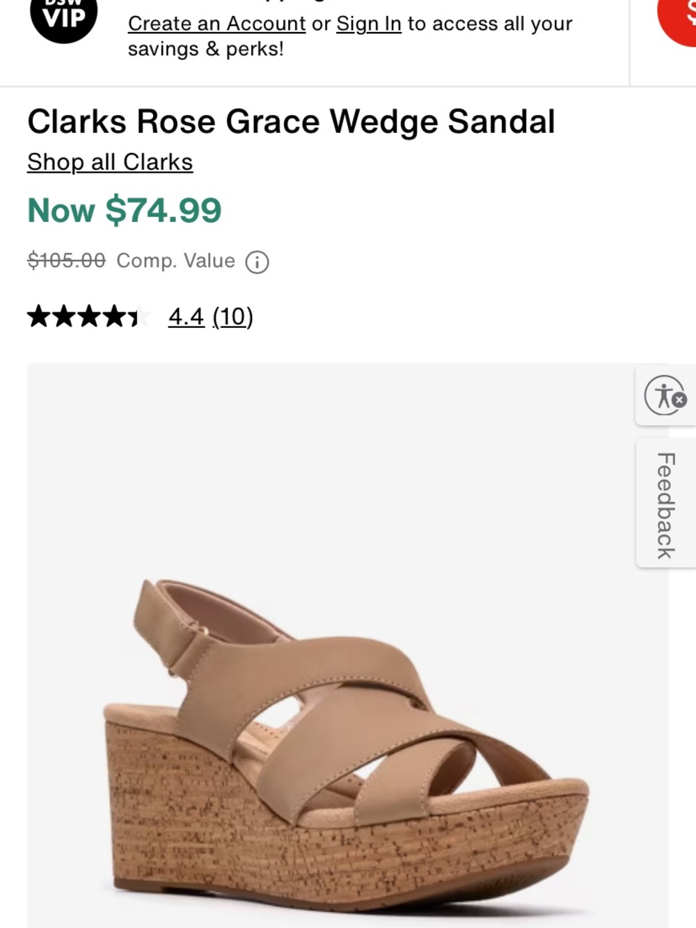 Clarks Rose Grace Wedge Sandal in Taupe